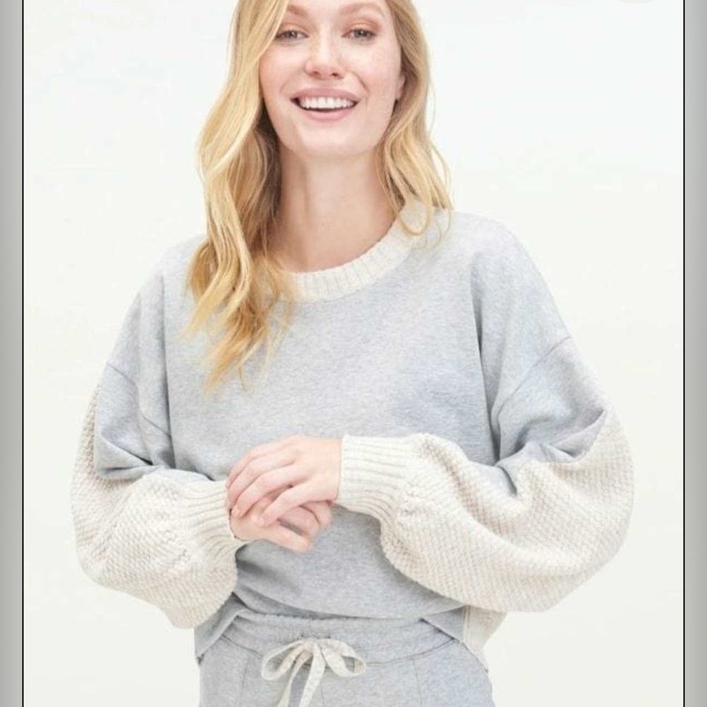 Splendid Womens Jayla Mixed Media Hi-Low Shirt Pullover Sweater Top Size xs - Picture 2 of 2